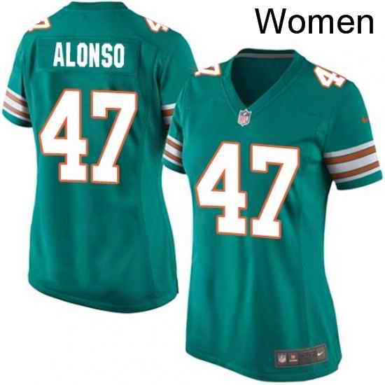 Womens Nike Miami Dolphins 47 Kiko Alonso Game Aqua Green Alternate NFL Jersey